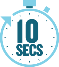10 seconds shown on a clock